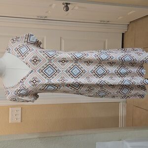 Colette Geometric Aztec Patterned V Neck Mini Dress Size Large